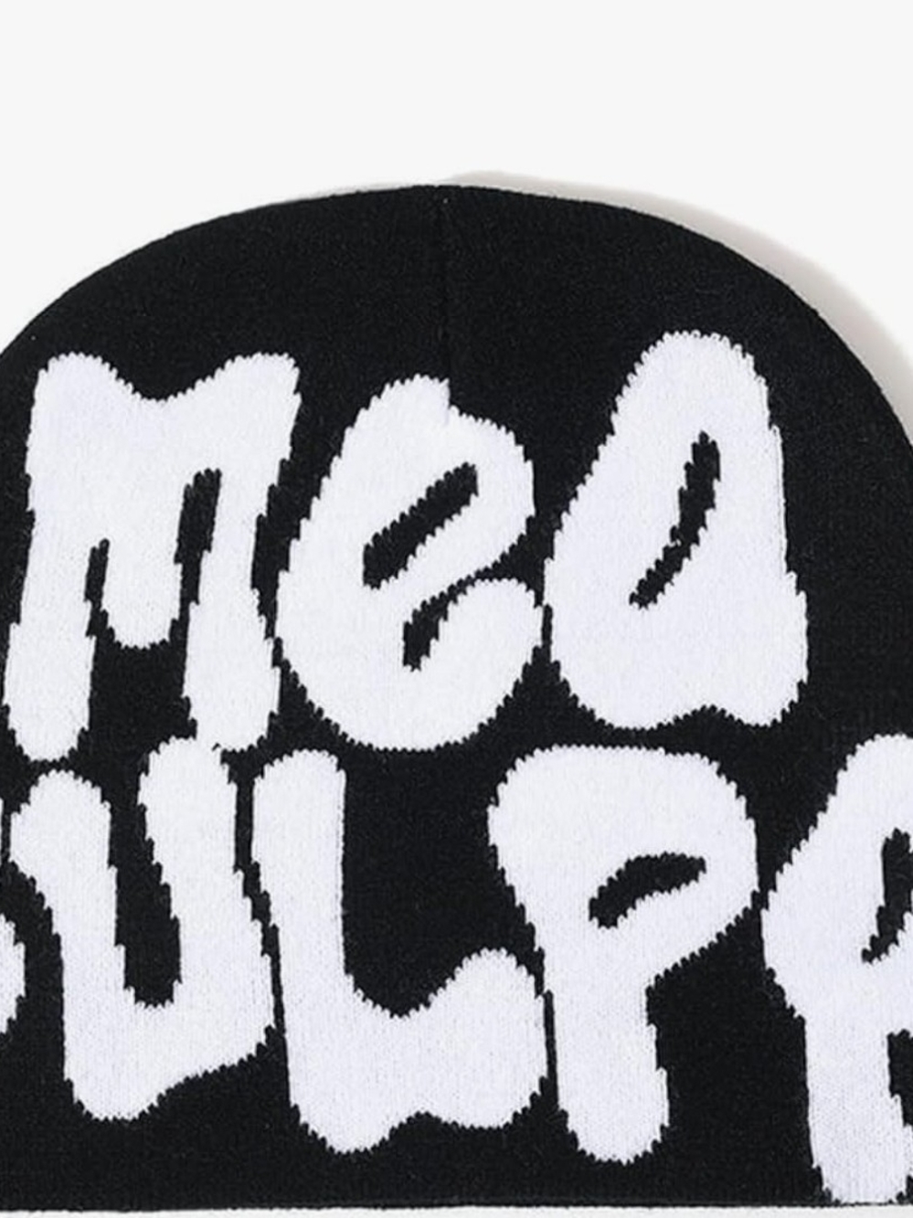 Black and White Graphic Knit Beanie